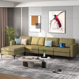 1/2/3/4-Seat Convertible Sectional Sofa with Reversible Ottoman-4-Seat L-shaped with 2 USB Ports
