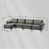 Extra Large L-shaped Sectional Sofa with Reversible Chaise and 2 USB Ports for 4-5 People