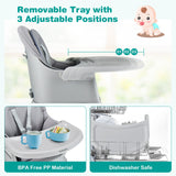 6-in-1 Convertible Baby High Chair with Adjustable Removable Tray