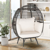 Oversized Patio Rattan Egg Lounge Chair with 4 Cushions