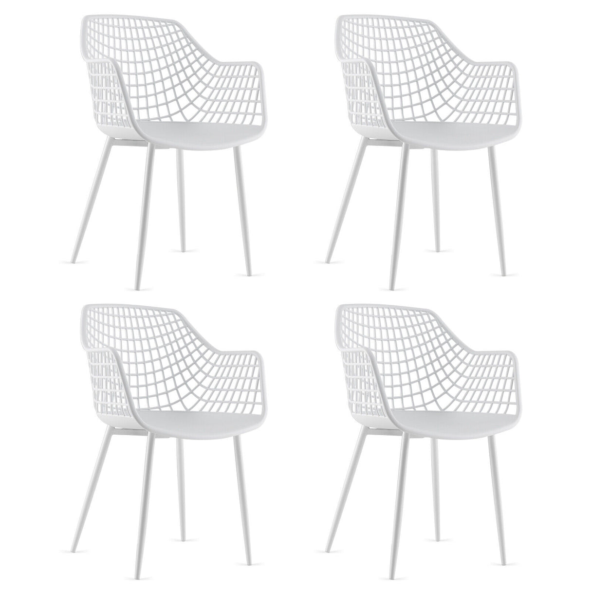 Set of 4 Heavy Duty Modern Dining Chair with Airy Hollow Backrest
