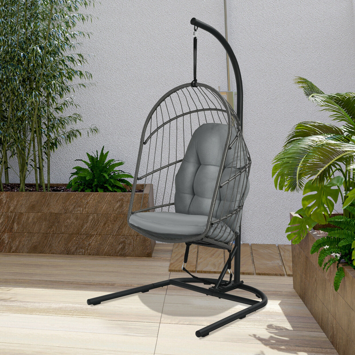 Hanging Wicker Egg Chair with Stand