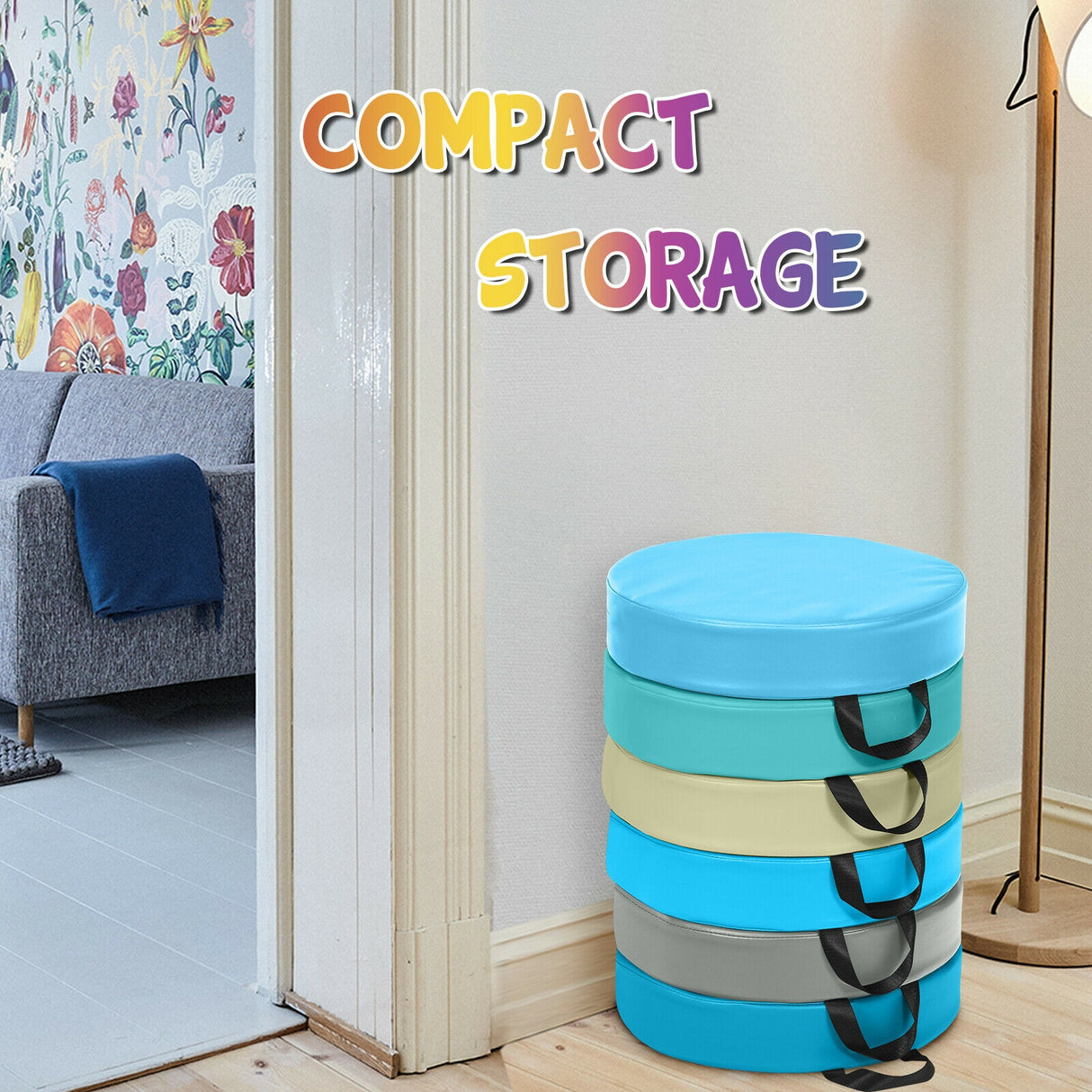 6 Pieces 15 Inch Round Toddler Floor Cushions for Kids