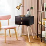 Modern Nightstand Bedside Table Mid Century with 2 Drawers