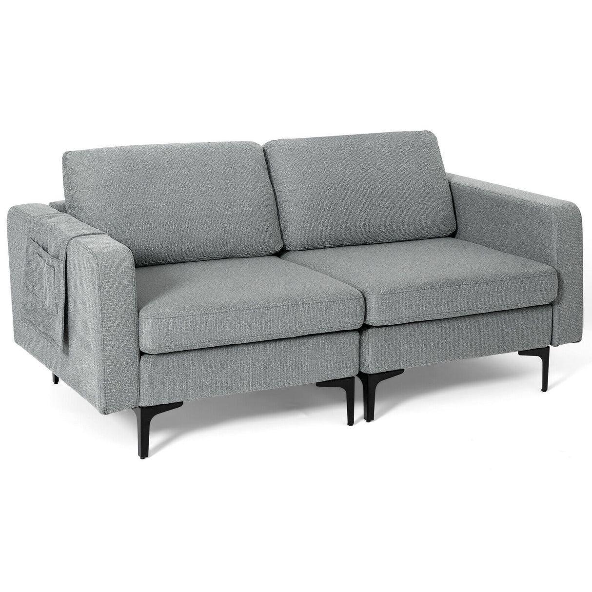 1/2/3/4-Seat Convertible Sectional Sofa with Reversible Ottoman-2