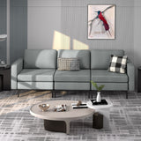 Convertible Leather Sofa Couch with Magazine Pockets 3-Seat with 2 USB Port
