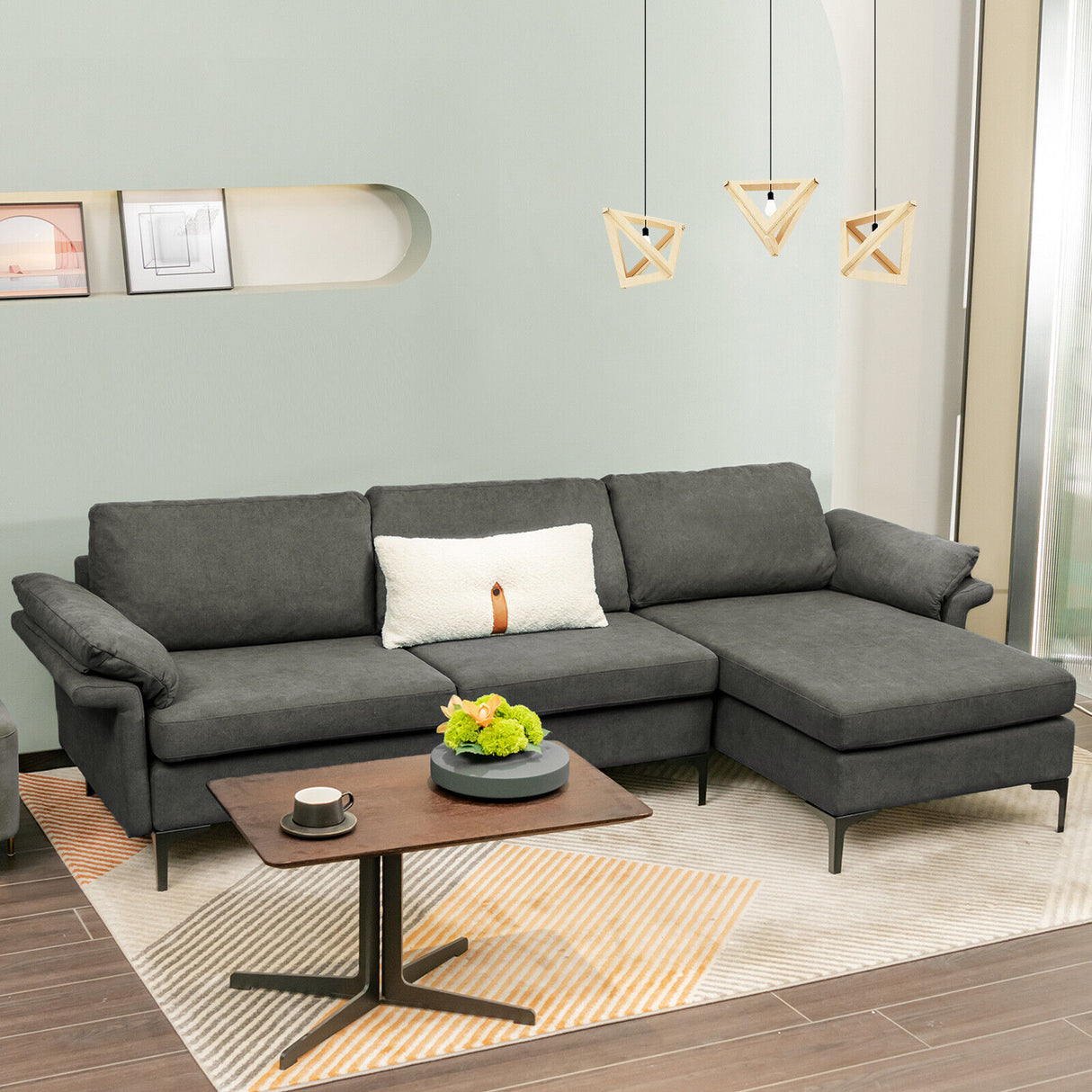 Extra Large Modular L-shaped Sectional Sofa with Reversible Chaise for 4-5 People