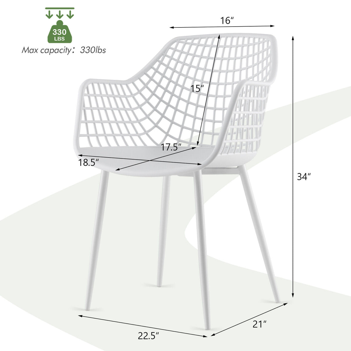Set of 4 Heavy Duty Modern Dining Chair with Airy Hollow Backrest