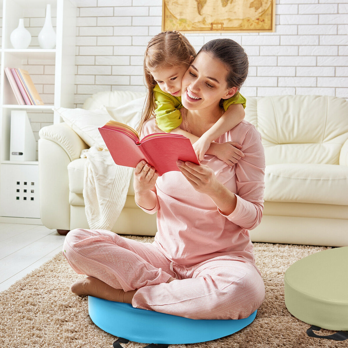 6 Pieces 15 Inch Round Toddler Floor Cushions for Kids