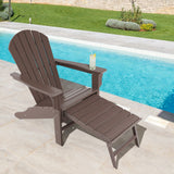 Patio HDPE Adirondack Chair with Retractable Ottoman