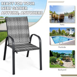 Set of 6 Outdoor PE Wicker Stackable Chairs with Sturdy Steel Frame