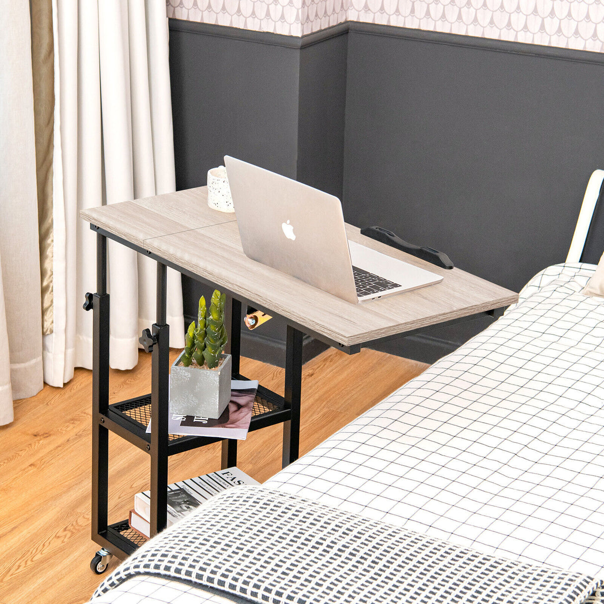 Adjustable C-Shaped Bedside Table