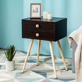 Modern Nightstand Bedside Table Mid Century with 2 Drawers