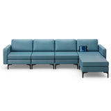 1/2/3/4-Seat Convertible Sectional Sofa with Reversible Ottoman-4-Seat L-shaped with 2 USB Ports
