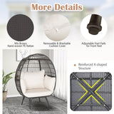 Oversized Patio Rattan Egg Lounge Chair with 4 Cushions