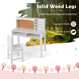 Kids Desk and Chair Set with Hutch and Bulletin Board for 3+ Kids
