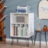 Freestanding Record Player Stand Storage Cabinet with Metal Legs