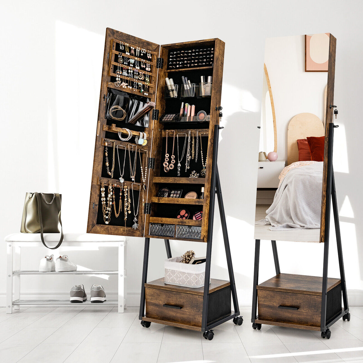 Jewelry Cabinet with Full Length Mirror