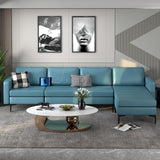 1/2/3/4-Seat Convertible Sectional Sofa with Reversible Ottoman-4-Seat L-shaped with 2 USB Ports