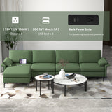 Extra Large L-shaped Sectional Sofa with Reversible Chaise and 2 USB Ports for 4-5 People