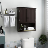 2-Door Wall Mount Bathroom Storage Cabinet with Open Shelf