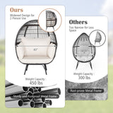 Oversized Patio Rattan Egg Lounge Chair with 4 Cushions