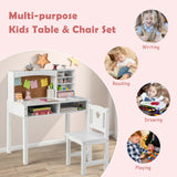 Kids Desk and Chair Set with Hutch and Bulletin Board for 3+ Kids