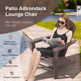 Patio HDPE Adirondack Chair with Retractable Ottoman