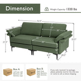 Modern Fabric Loveseat Sofa for with Metal Legs and Armrest Pillows
