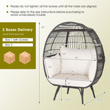 Oversized Patio Rattan Egg Lounge Chair with 4 Cushions