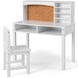 Kids Desk and Chair Set with Hutch and Bulletin Board for 3+ Kids