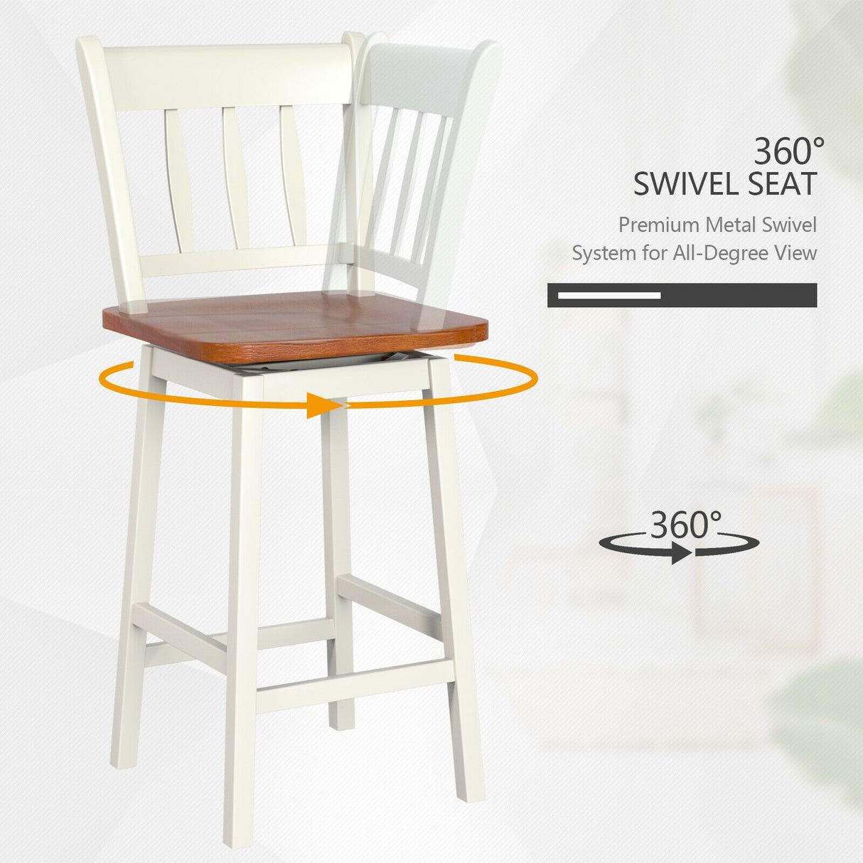 24.5 Inches Set of 2 Swivel Bar Stools with 360Â° Swiveling