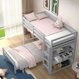 Twin Over Twin Loft Bunk Bed with Bookcase