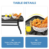 2PCS Patio Loveseat Bench Table Furniture Set with Cushioned Chair