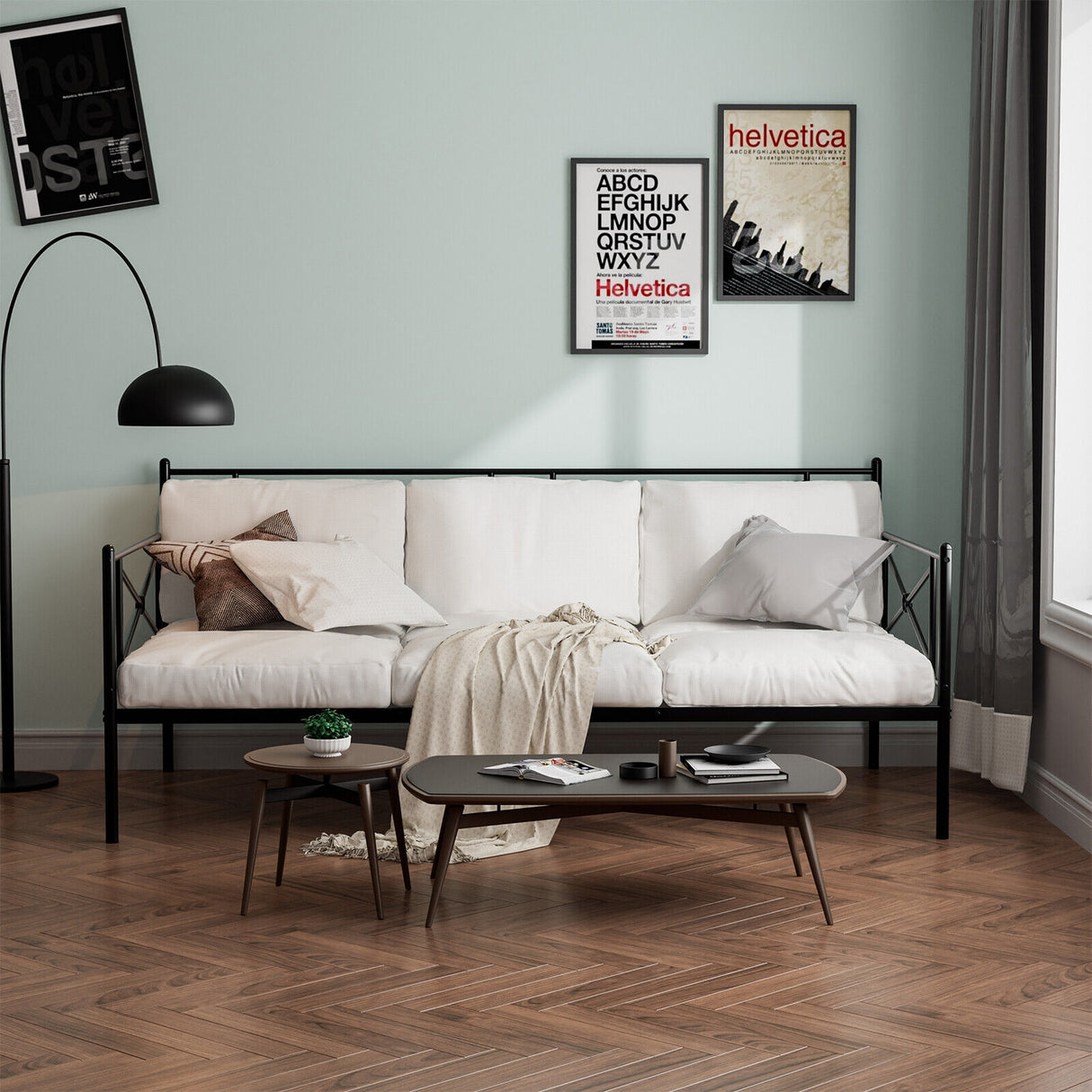 Metal Daybed Twin Bed Frame Stable Steel Slats Sofa Bed
