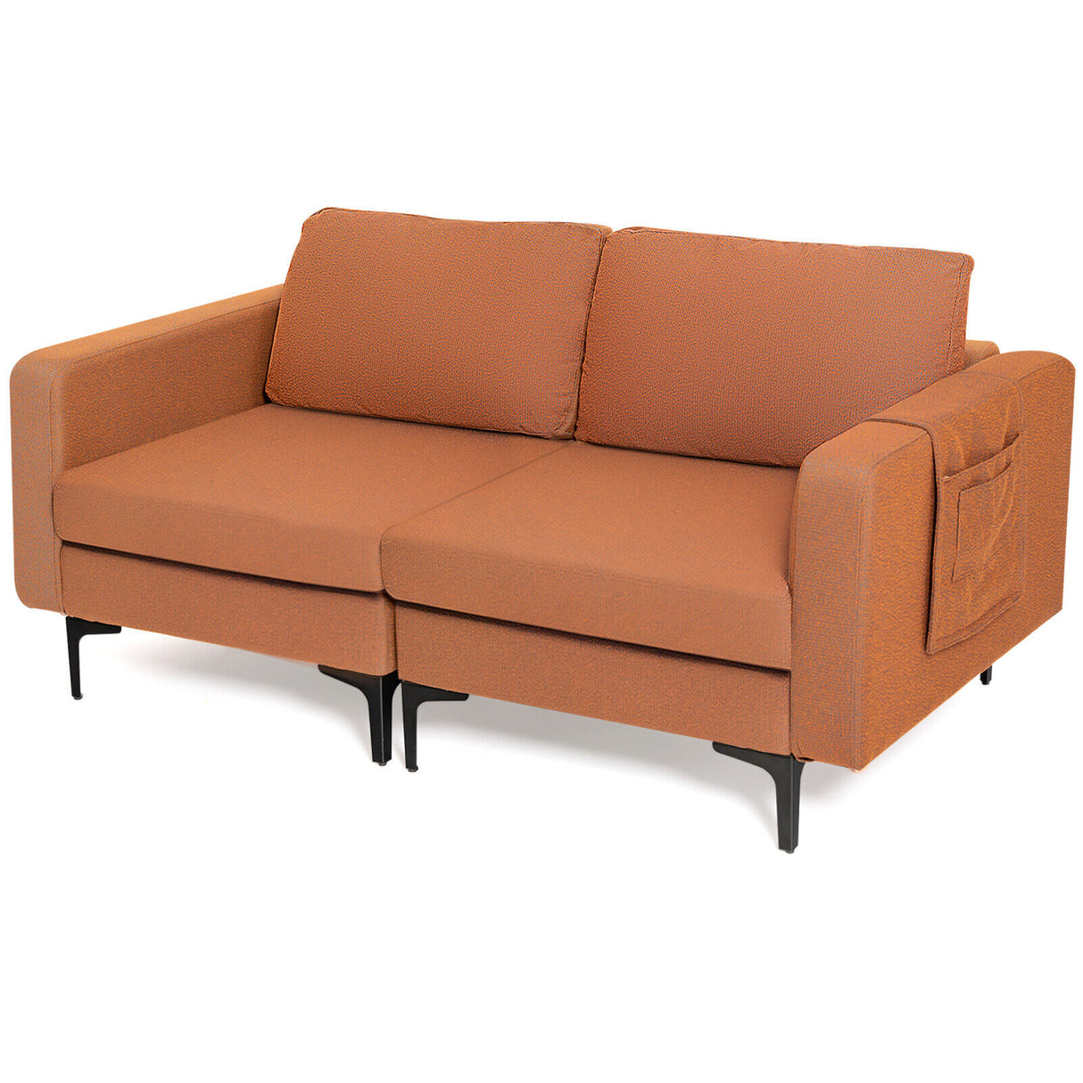 1/2/3/4-Seat Convertible Sectional Sofa with Reversible Ottoman-2
