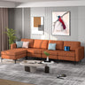 1/2/3/4-Seat Convertible Sectional Sofa with Reversible Ottoman-4-Seat L-shaped with 2 USB Ports