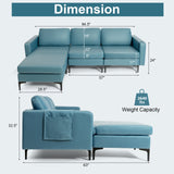 Modular 3-Seat L-shaped Sectional Sofa with Reversible Chaise and 2 USB Ports
