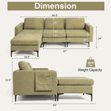 Modular 3-Seat L-shaped Sectional Sofa with Reversible Chaise and 2 USB Ports