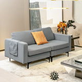 1/2/3/4-Seat Convertible Sectional Sofa with Reversible Ottoman-2