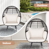 Oversized Patio Rattan Egg Lounge Chair with 4 Cushions