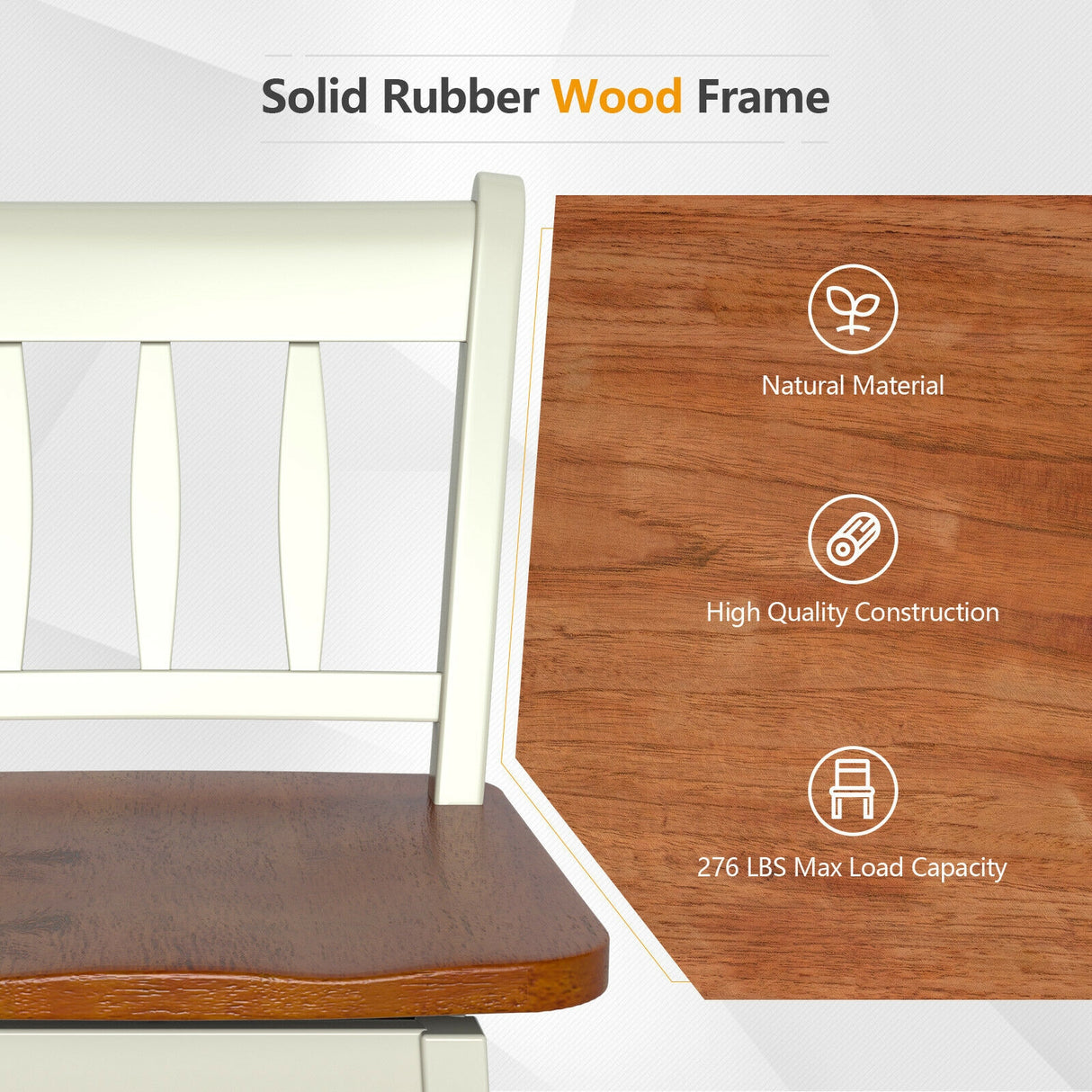 24.5 Inches Set of 2 Swivel Bar Stools with 360Â° Swiveling