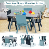 5 Pieces Kids Wooden Activity Play Furniture Set with Building Blocks-Blue