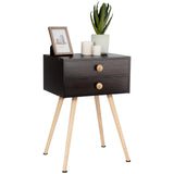 Modern Nightstand Bedside Table Mid Century with 2 Drawers
