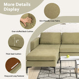 Modular 3-Seat L-shaped Sectional Sofa with Reversible Chaise and 2 USB Ports