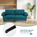 Modern Fabric Loveseat Sofa for with Metal Legs and Armrest Pillows