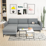 Modular 3-Seat L-shaped Sectional Sofa with Reversible Chaise and 2 USB Ports