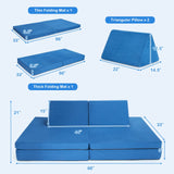 4-Piece Convertible Kids Couch Set with 2 Folding Mats