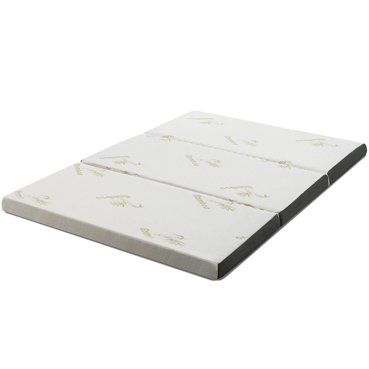 Queen 3 Inch Tri-fold Memory Foam Floor Mattress Topper Portable with Carrying Bag