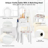 Makeup Dressing Table and Bench 3 Drawers and Cushioned Stool for Girls